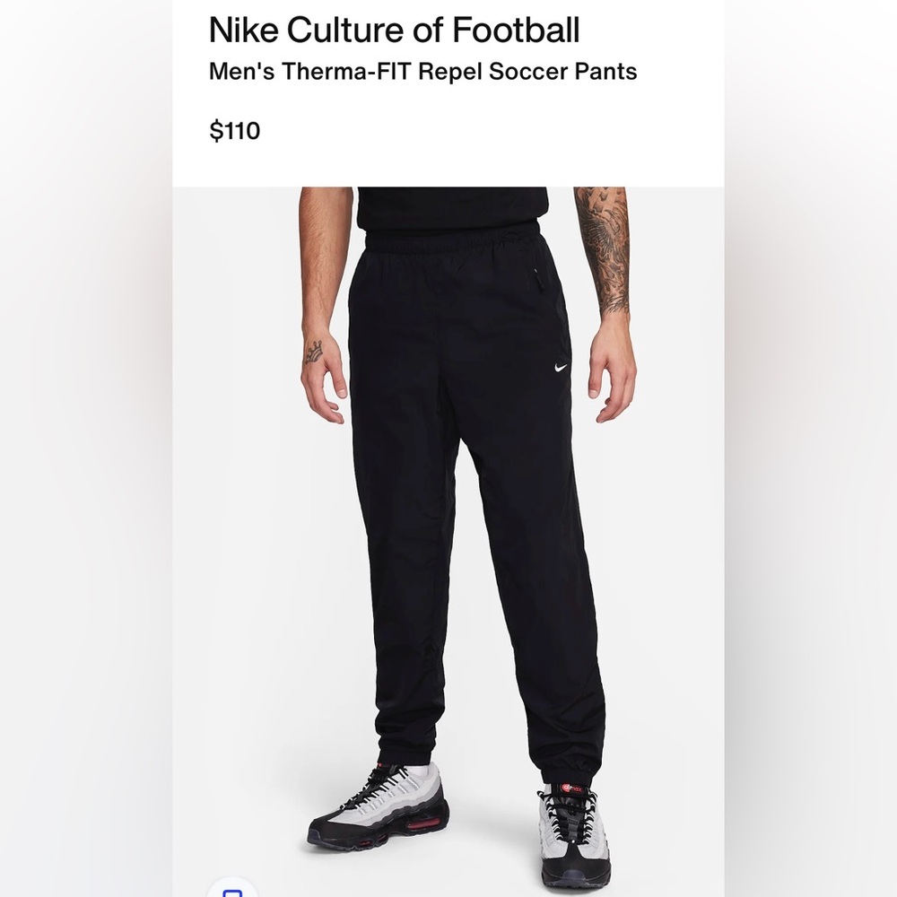 nike men’s black therma-fit soccer pants